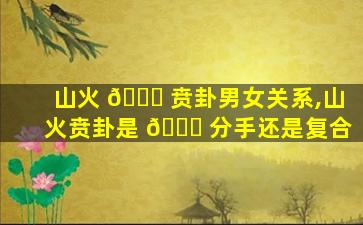 山火 🐘 贲卦男女关系,山火贲卦是 🐟 分手还是复合